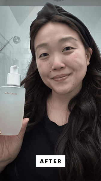 Lee after applying the Sulwhasoo Gentle Cleansing Oil