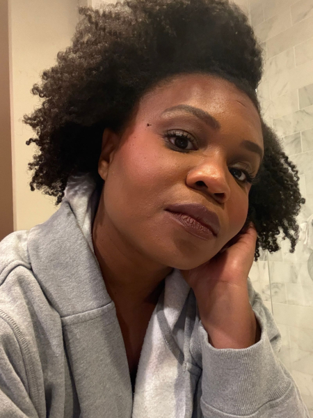 Allure editor in chief Jessica Cruel wears Estee Lauder Double Wear foundation.